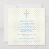 Elegant Beige Blue Cross Boys Christening Einladung (Vorderseite)
