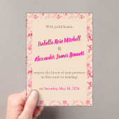 Elegant Beige & Blush Pink Floral Wedding Acryleinladungen (Insitu (Handheld))
