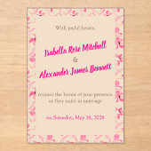 Elegant Beige & Blush Pink Floral Wedding Acryleinladungen (Vorderseite)