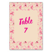 Elegant Beige & Blush Pink Floral Wedding Tischnummer (Rückseite)