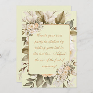 Elegant Beige Boho Floral Geburtstagseinladung Einladung