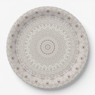 Elegant Beige Boho Medallion Design Pappteller