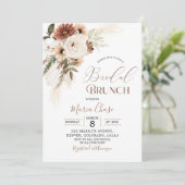 Elegant Beige Boho Pampas Grass Bridal Brunch Einladung (Stehend Vorderseite)