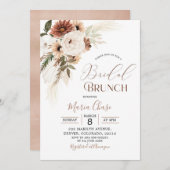Elegant Beige Boho Pampas Grass Bridal Brunch Einladung (Vorne/Hinten)