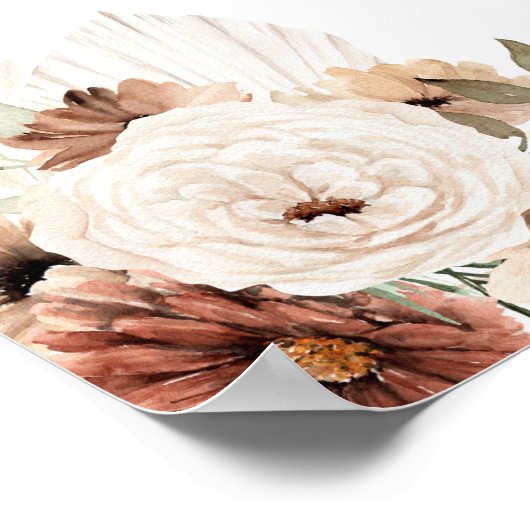 Elegant Beige Boho Pampas Grass Drinks Unterschrei Poster (Ecke)