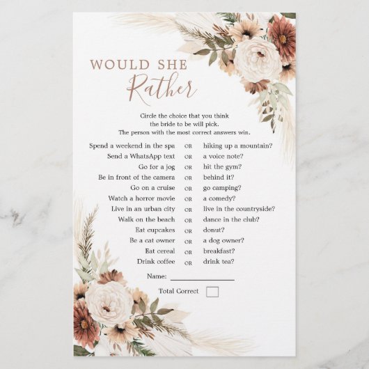 Elegant Beige Boho Pampas Grass würde sie eher (Vorderseite)