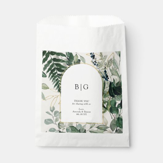 Elegant Beige Botanische Blätter Hochzeit danke Geschenktütchen (Vorderseite)