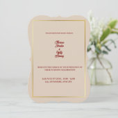 Elegant Beige & Burgundy Floral Wedding Invitation Einladung (Stehend Vorderseite)