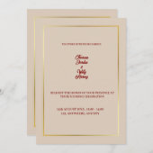 Elegant Beige & Burgundy Floral Wedding Invitation Einladung (Vorne/Hinten)