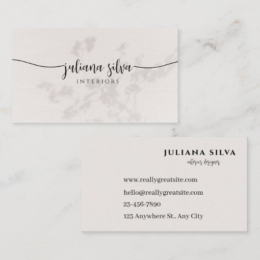 Elegant Beige Business Card Visitenkarte (Vorne/Hinten)