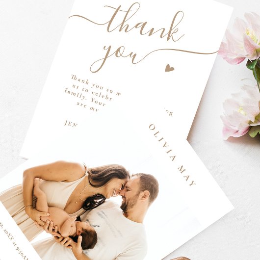 Elegant Beige Calligraphie Danke Baby Shower