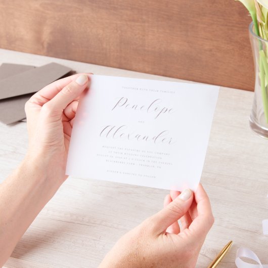 Elegant Beige Calligraphy Pergament Einladungen (Handgehalten)