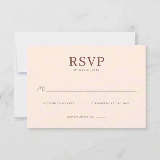 Elegant Beige Calligraphy RSVP (Vorderseite)