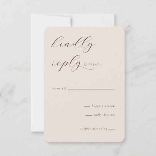Elegant Beige Calligraphy RSVP Karte (Vorderseite)