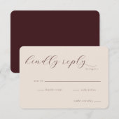 Elegant Beige Calligraphy RSVP Karte (Vorne/Hinten)