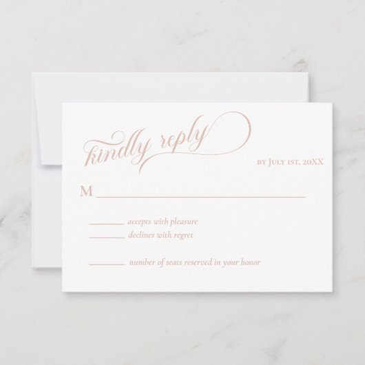 Elegant Beige Calligraphy Wedding RSVP Karte (Vorderseite)