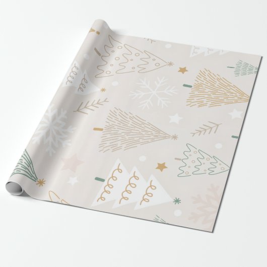 Elegant Beige Christmas Tree Gift Wrap Geschenkpapier (Ungerollt)