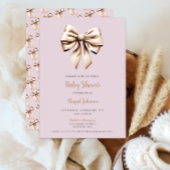 Elegant Beige Coquette Bow Baby Shower Einladung
