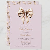 Elegant Beige Coquette Bow Baby Shower Einladung