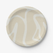 Elegant Beige Cream Simple Organic Pattern Round Pappteller (Vorderseite)