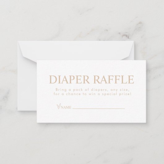Elegant Beige Diaper Raffle Mitteilungskarte (Vorderseite)