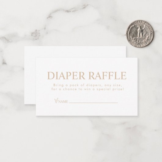 Elegant Beige Diaper Raffle Mitteilungskarte (Vorderseite/Rückseite Beispiel)