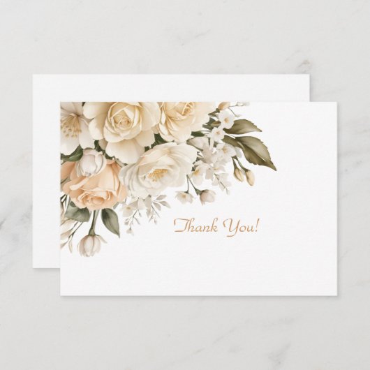 Elegant Beige Floral Bouquet Flat Mitteilungskarte (Vorne/Hinten)