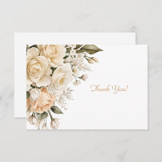 Elegant Beige Floral Bouquet Flat Mitteilungskarte (Vorne/Hinten)