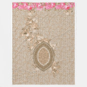 Elegant Beige Floral Medallion Fleece Blanket (Vorderseite)
