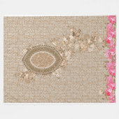 Elegant Beige Floral Medallion Fleece Blanket (Vorderseite (Horizontal))