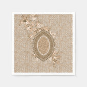 Elegant Beige Floral Medallion Serviette (Vorderseite)