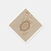 Elegant Beige Floral Medallion Serviette (Ecke)
