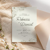 Elegant Beige Floral Minimalist Script Wedding Einladung