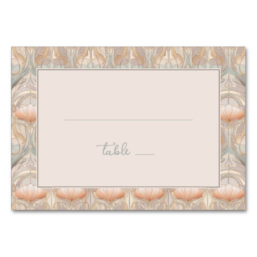 Elegant Beige Floral Pattern Tischnummer (Vorderseite)
