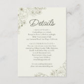 Elegant Beige Floral Script Wedding Details Begleitkarte (Vorderseite)