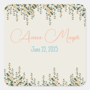 Elegant Beige Floral Sticker - Botanical Neutral