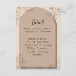 Elegant Beige Floral Wedding Begleitkarte
