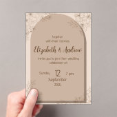 Elegant Beige Floral Wedding Invitation Acryleinladungen (Insitu (Handheld))