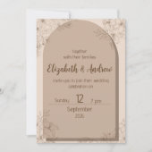 Elegant Beige Floral Wedding Invitation Einladung (Vorderseite)