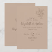 Elegant Beige Floral Wedding Invitation (style 2) Einladung (Vorne/Hinten)