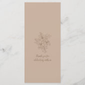 Elegant Beige Floral Wedding Menu Menükarte (Rückseite)