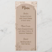 Elegant Beige Floral Wedding Menu Menükarte (Vorderseite)