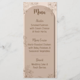 Elegant Beige Floral Wedding Menu Menükarte
