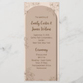 Elegant Beige Floral Wedding Programm (Vorderseite)