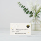 Elegant Beige Gold Embossed Minimalist Visitenkarte (Stehend Vorderseite)
