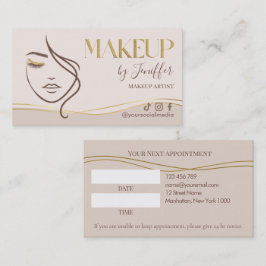 Elegant Beige & Gold Makeup Artist appointment Terminkarte