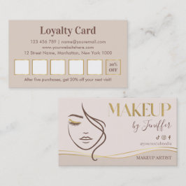 Elegant Beige & Gold Makeup Artist Loyalty Treuekarte