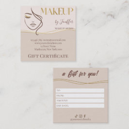 Elegant Beige & Gold Makeup Gift Certificate Card Treuekarte