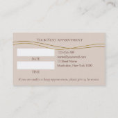 Elegant Beige & Gold PMU appointment Terminkarte (Rückseite)