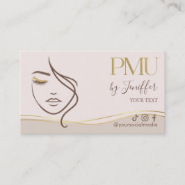 Elegant Beige & Gold PMU appointment Terminkarte